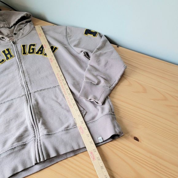 Michigan Wolverines Full-Zip Hoodie Men's L NCAA 47 Brand Distressed Embroidered - Picture 5 of 5